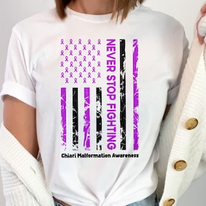Chiari Malformation Awareness Svg Png, NEVER STOP FIGHTING Svg, Chiari Support Svg, Purple Ribbon Svg Cricut Cut File Sublimation