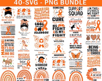 Paquete SVG PNG de concientización sobre la esclerosis múltiple, regalos para guerreros de esclerosis múltiple, diseños de sublimación de archivos de corte Cricut de apoyo a la esclerosis múltiple