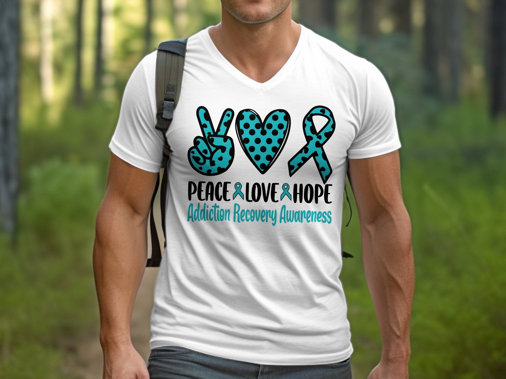 Addiction Recovery Awareness Svg Png, Peace Love Hope Svg, Teal Ribbon ...