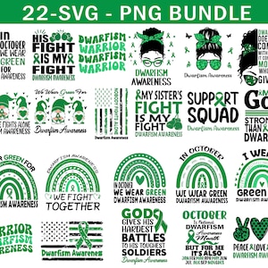 Dwarfism Awareness Svg Png Bundle, Green Ribbon Svg Cricut Sublimation Designs