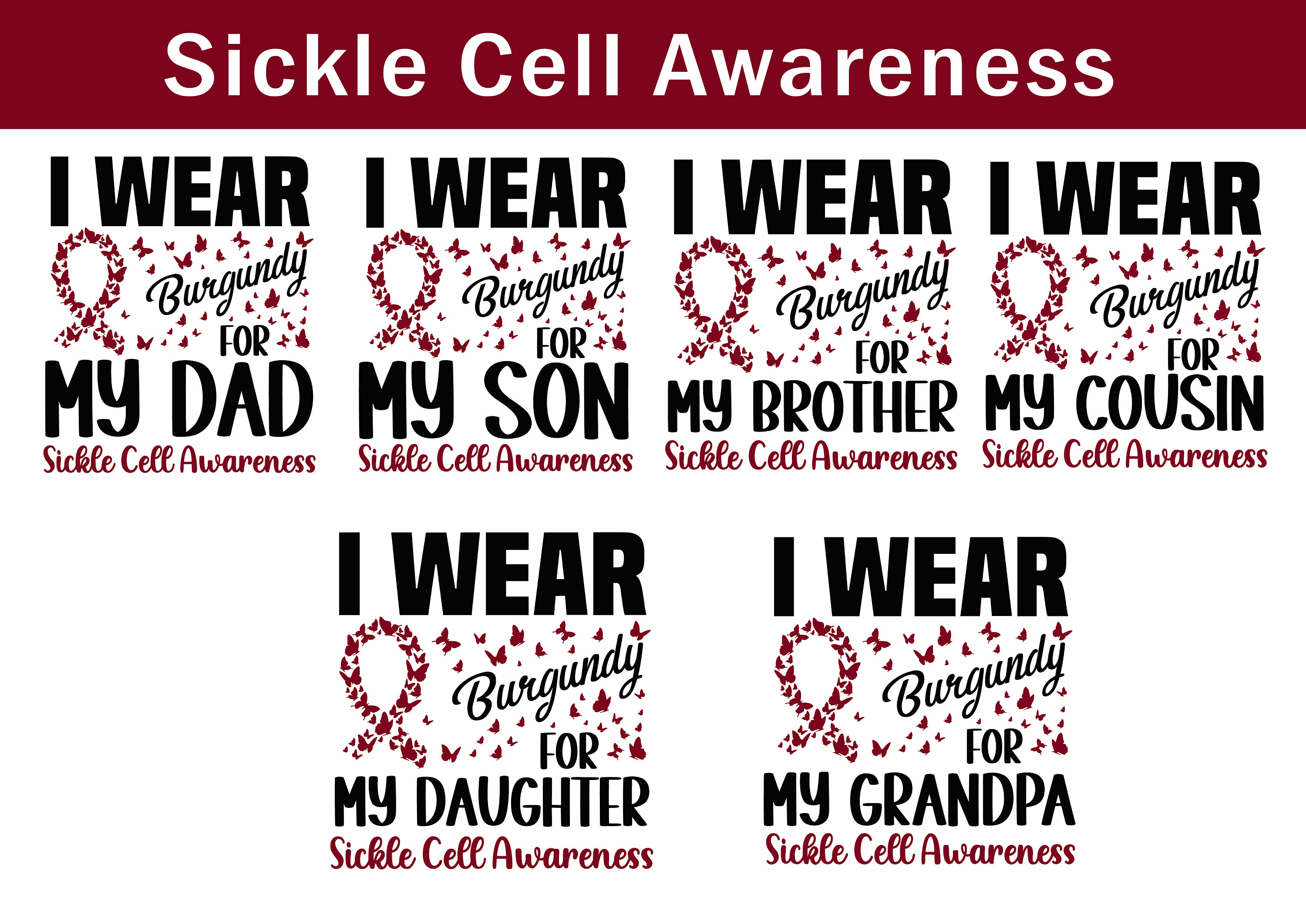 Sickle Cell Awareness Svg Png Bundle, Anemia Awareness Bundle Svg, Burgundy  Ribbon Svg Cricut Sublimation - Etsy, image size:3000x2124