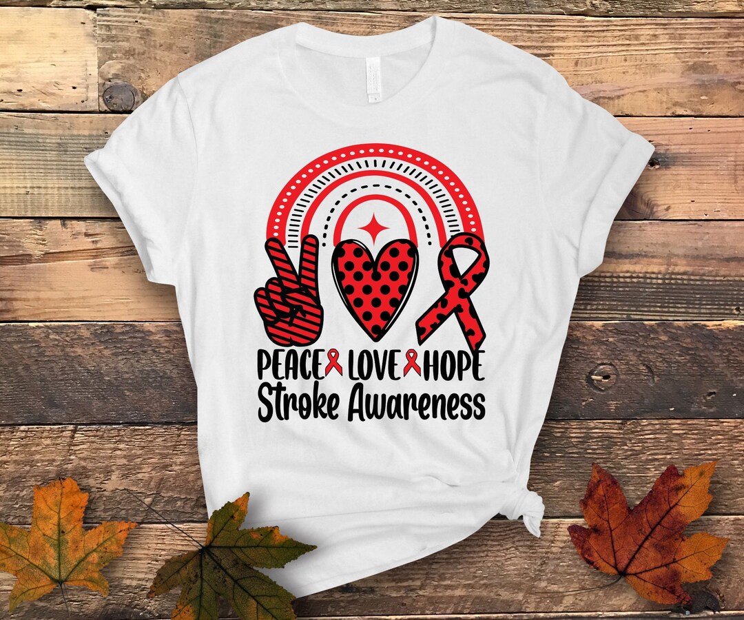 Stroke Awareness Svg Png, Peace Love Hope Stroke Awareness Png, Red ...