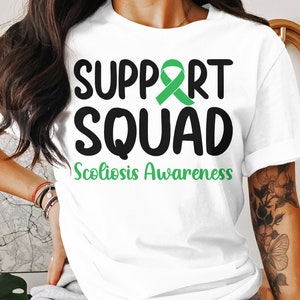 Scoliosis Awareness Svg Png, Support Squad Svg, Green Ribbon Svg, Scoliosis Spine Support Svg Cricut File Sublimation Design