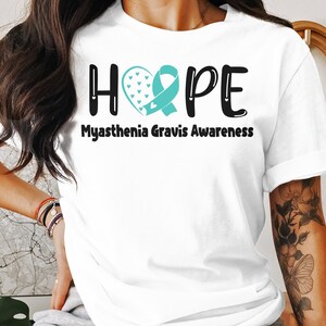 Conscientização sobre Miastenia Gravis Svg Png, HOPE svg, Teal Ribbon Svg, MG Suporte Svg Cricut File Sublimation