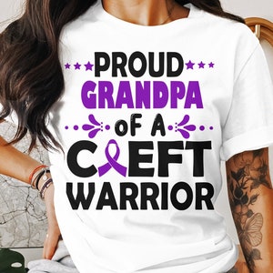Cleft Craniofacial Awareness Svg Png, Proud grandpa of a Cleft Warrior Svg, Purple Ribbon Svg, Cleft Palate Support Sublimation Design