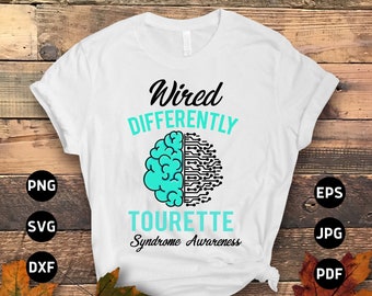 Tourette Syndrome Awareness Svg Png, Wired Differently Tourette Syndrome Awareness Svg, Teal Ribbon Svg Cricut File Sublimation Design