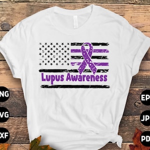 Lupus Awareness Svg Png, Lupus Flag Svg, Support Lupus Purple Ribbon Svg Cricut File Sublimation Design