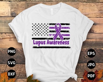 Lupus Awareness Svg Png, Lupus Flag Svg, Support Lupus Purple Ribbon Svg Cricut File Sublimation Design