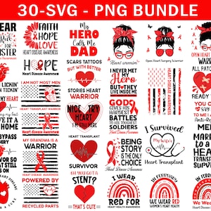 Heart Disease Awareness Svg Bundle, Red Ribbon Svg, Heart Disease Awareness Support Digital Files, Cricut Sublimation Design