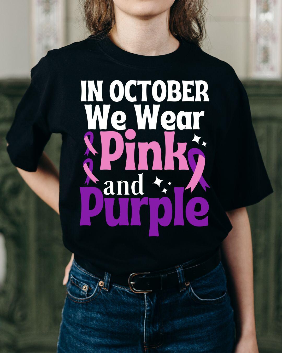 In October We Wear Pink and Purple Svg, Domestic Violence Breast Cancer ...