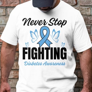 Diabetes Awareness Svg Png, Never Stop Fighting Svg, Blue Ribbon Svg, Type 1 Diabetes T1D Awareness Svg Cricut