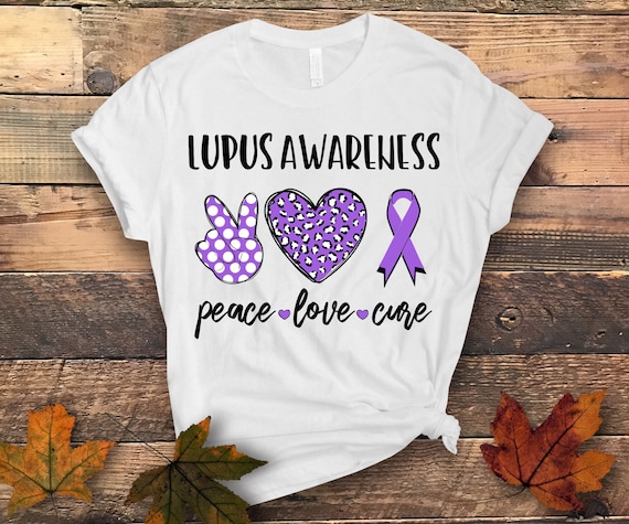 Peace Love Cure Lupus Awareness T-Shirt Lupus Purple Ribbon Peace Love Cure Lupus Awareness T-Shirt Lupus Purple Ribbon