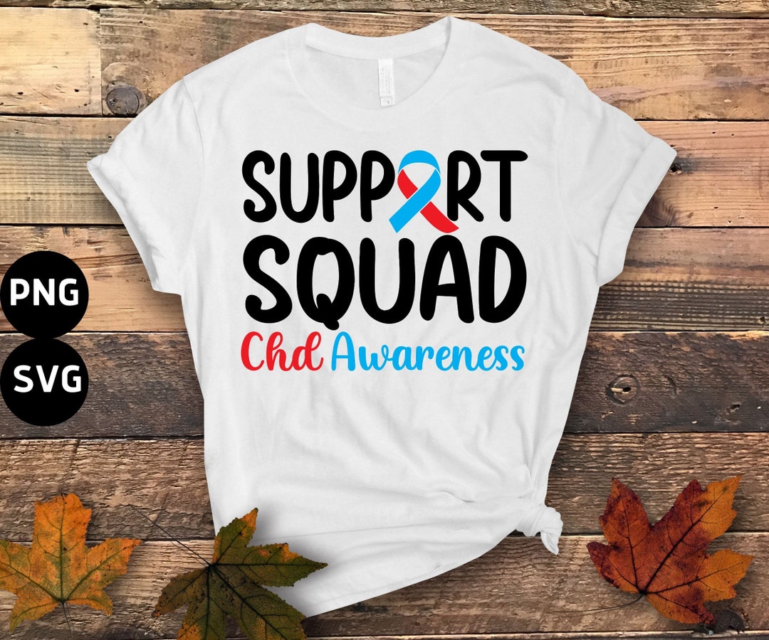 Chd Awareness Svg Png, Support Squad Svg, Red Blue Ribbon Svg