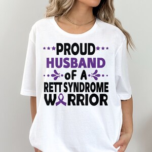 Rett Syndrome Awareness Svg Png, Proud Husband of a Rett Syndrome Warrior Svg, Purple Ribbon Svg Cricut Cut File Png Sublimation Designs