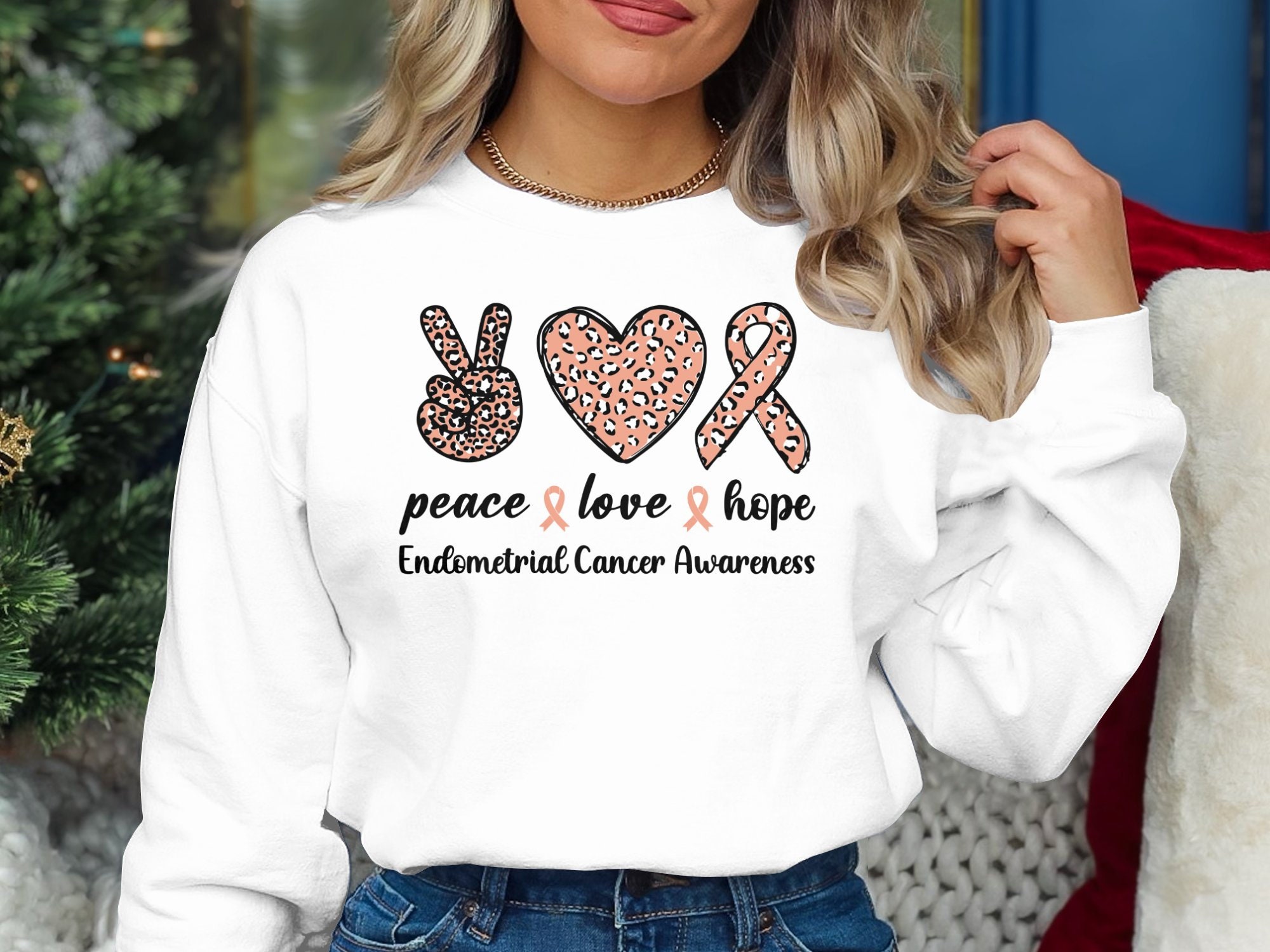 Endometrial Cancer Awareness Svg Png, Peace Love Hope Svg, Peach Ribbon ...