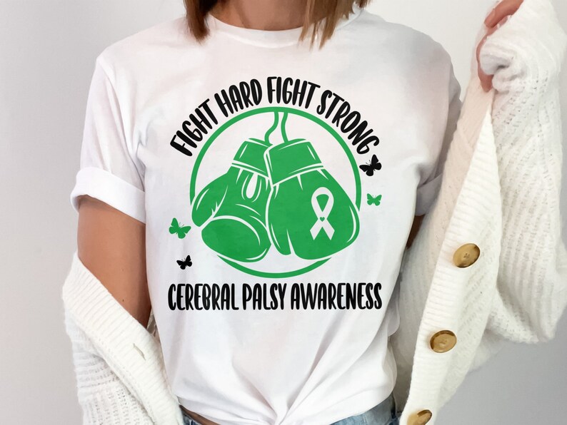 Cerebral Palsy Awareness Svg Png, Fight Hard Fight Strong Svg, Green ...