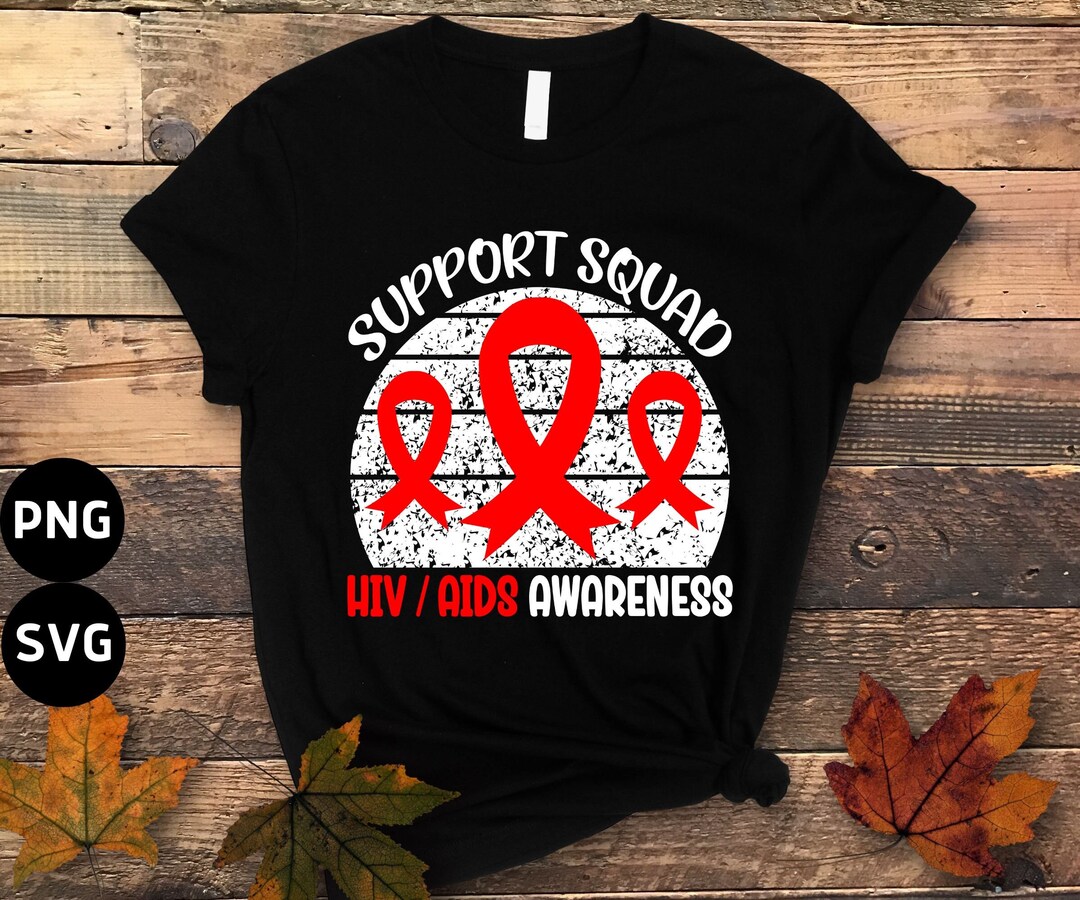 HIV AIDS Awareness Svg Png Support Squad Svg Red Ribbon Svg - Etsy