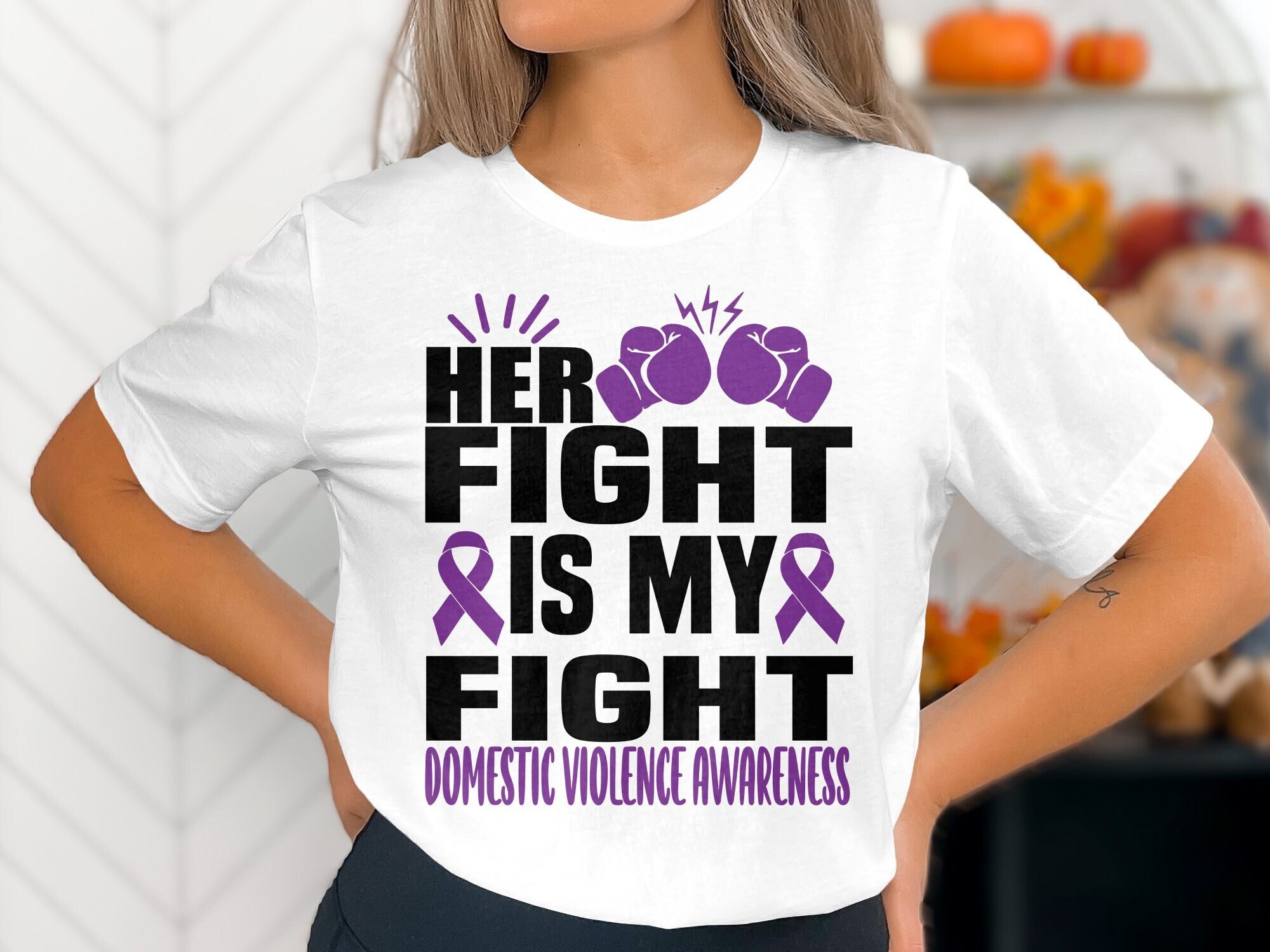 Domestic Violence Awareness Svg Png, Her Fight is My Fight Svg, Purple ...