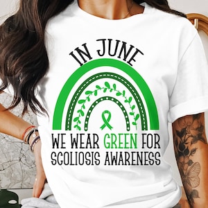 Scoliosis Awareness Svg Png, In June We Wear Green For Svg, Green Ribbon Svg, Scoliosis Spine Support Svg Cricut File Sublimation Design