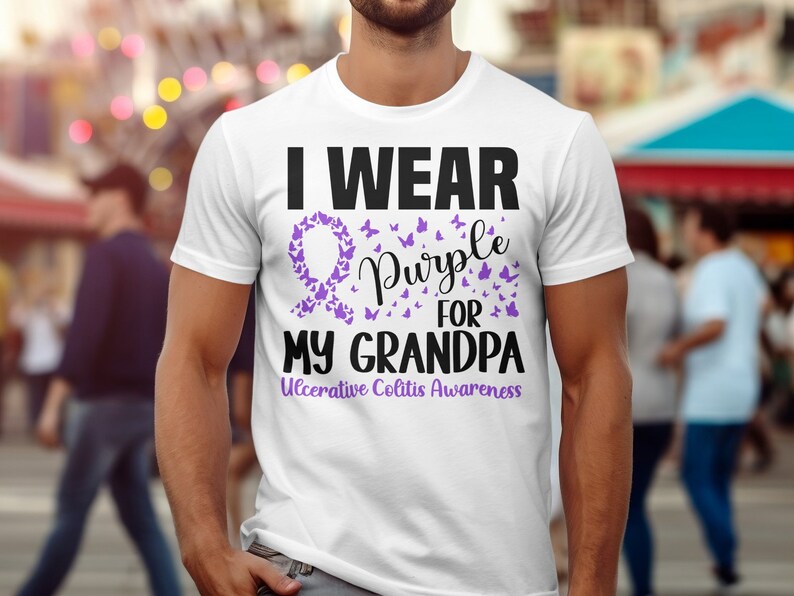 Ulcerative Colitis Awareness Svg Png, I Wear Purple for My Grandpa Svg ...