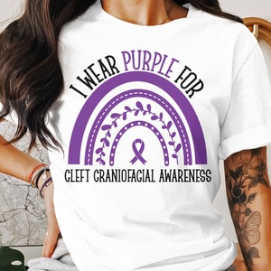Cleft Craniofacial Awareness Svg Png, I Wear Purple for Svg, Purple Ribbon Svg, Cleft Palate Support Sublimation Design