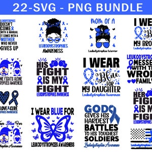 Leukodystrophies Awareness Svg Png bundle, Blue Ribbon Svg Cricut Sublimation Designs