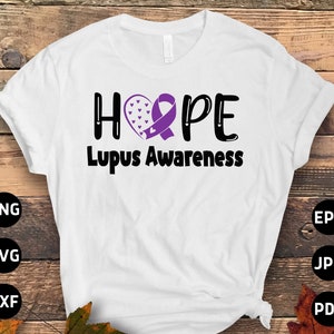 Lupus Awareness Svg Png, Hope Lupus Svg, Support Lupus Purple Ribbon Svg Cricut File Sublimation Design
