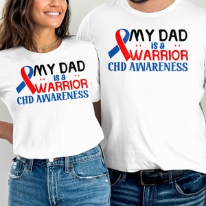 Chd Awareness Svg Png, My Dad Is A Warrior CHD Awareness Svg, Red Blue Ribbon Svg, Congenital Heart Defect Svg Cricut Sublimation Design