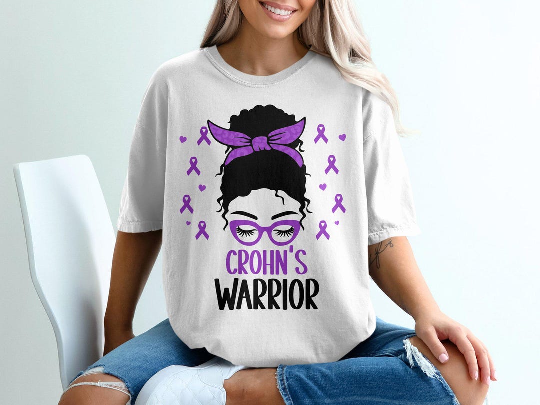 Crohn's Disease Awareness Svg Png, Crohn's Disease Warrior Messy Bun ...
