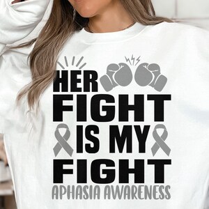 Aphasia Awareness Svg Png, HER Fight is My Fight Svg, Gray Ribbon Svg, Aphasia Support Svg Cricut Sublimation Design