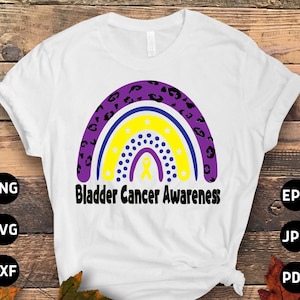 Bladder Cancer Awareness Svg Png, Bladder Cancer Rainbow Svg, Bladder Cancer Ribbon Support Svg Cricut File Sublimation Design
