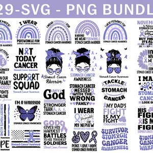 Stomach Cancer Awareness Svg Png Bundle, Periwinkle Ribbon Svg Cricut Sublimation Design