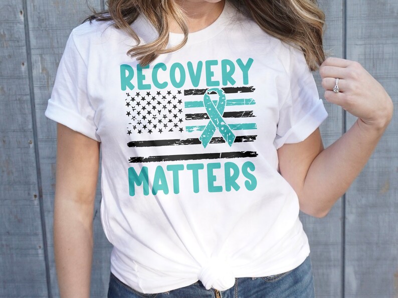 Addiction Recovery Awareness Svg Png, Recovery Matters Svg, Teal Ribbon Drug Addiction Svg Cricut Sublimation Designs image 2