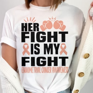 Endometrium Krebs Bewusstsein SVG Png, ihr Kampf ist mein Kampf svg, Pfirsich Band sv Cricut Sublimation Designs