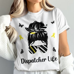 Dispatcher Svg Png, Messy Bun Dispatcher Life Svg, 911 Dispatcher Dispatch Svg Cricut Sublimation Design