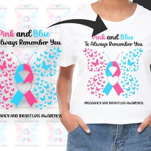 Pregnancy and Infant Loss Awareness Svg Png, Pink and Blue To Always Remember You Svg, Pink and Blue Ribbon Svg Cricut Sublimation Design