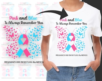 Pregnancy and Infant Loss Awareness Svg Png, Pink and Blue To Always Remember You Svg, Pink and Blue Ribbon Svg Cricut Sublimation Design