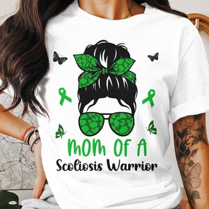 Scoliosis Awareness Svg Png, Mom of a Scoliosis Warrior Svg, Green Ribbon Svg, Scoliosis Spine Support Svg Cricut File Sublimation Design
