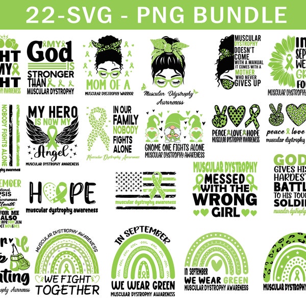 Muscular Dystrophy Awareness Svg Png Bundle, Lime Green Ribbon Svg, Muscle Diseases Warrior Survivor Support Cricut Png Sublimation Designs