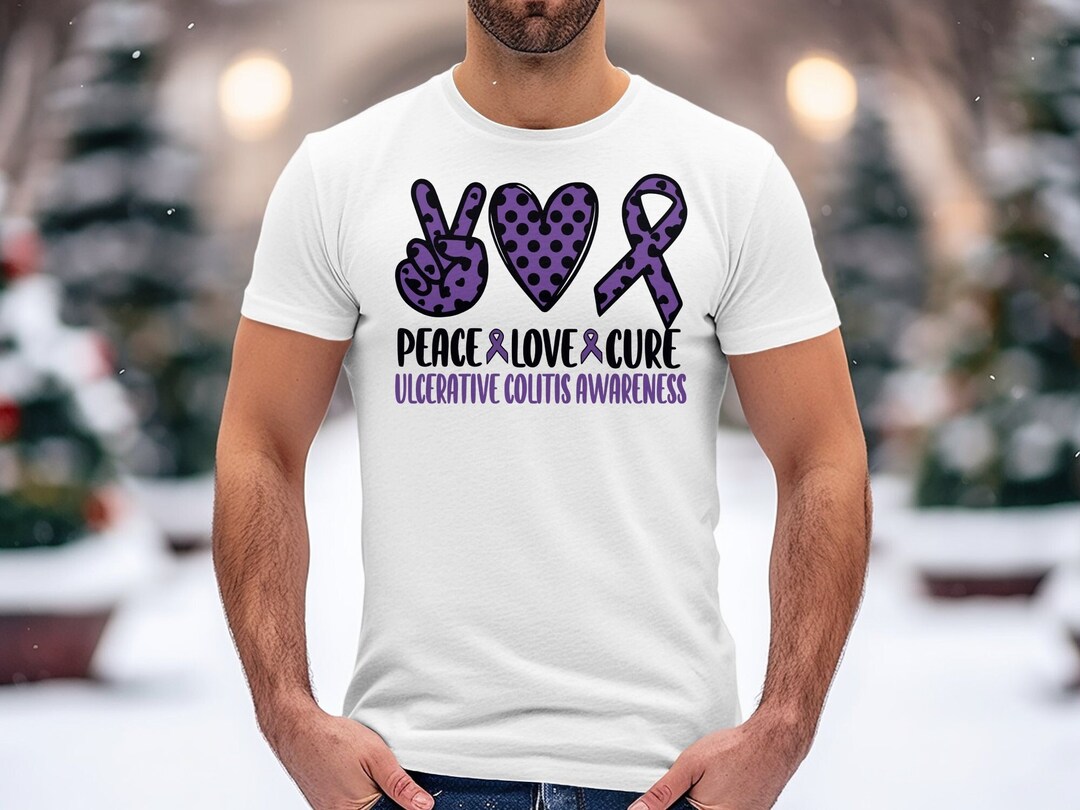Ulcerative Colitis Awareness Svg Png, Peace Love Cure Svg, Purple ...