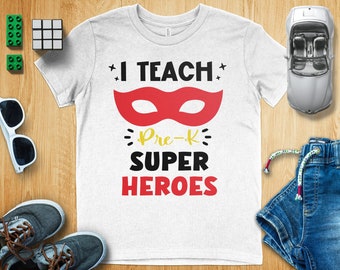 I Teach Pre-K Super Heroes SVG, PNG, Back to School Svg, 1st Day of School Svg Cricut Sublimation Design