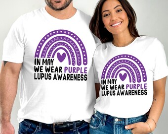 Lupus Bewusstseins-Svg Png, im Mai tragen wir lila Regenbogen Png, Unterstützen Lupus Purple Ribbon SVG Cricut Datei Sublimationsdesign