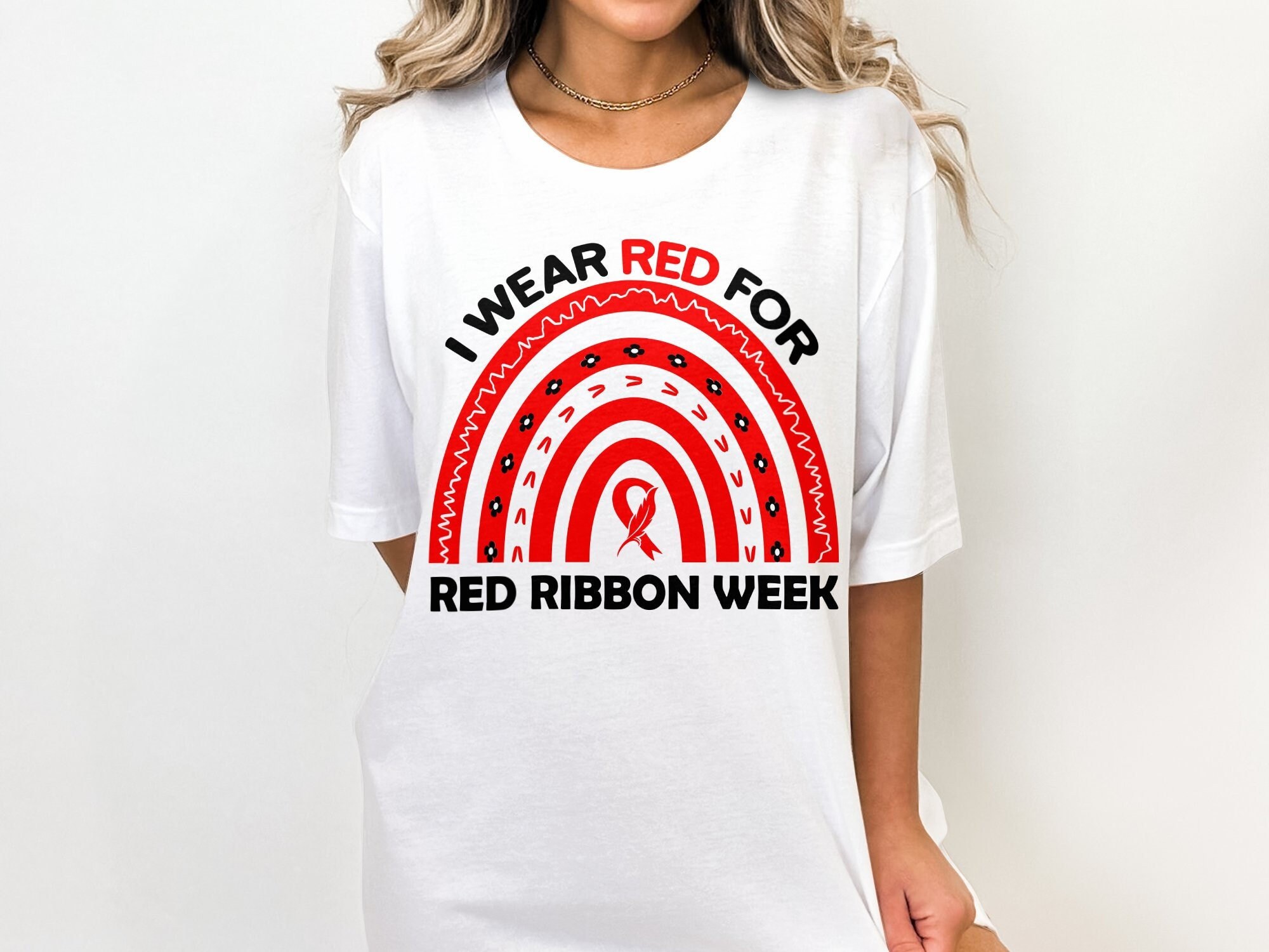 Red Ribbon Week Svg Png, I Wear Red for Red Ribbon Week Rainbow Svg ...