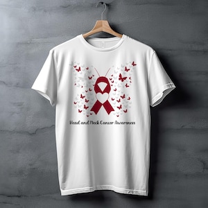 butterfly Head and Neck Cancer Awareness Png, Head and Neck Cancer Awareness Svg Png, Burgundy White Ribbon Svg Circut Sublimation Design