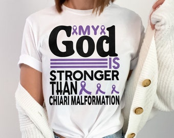 Chiari Malformation Awareness Svg Png, My God Is Stronger Than Chiari Malformation Svg, Purple Ribbon Svg Cricut Cut File Sublimation