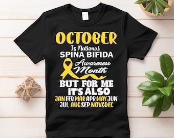 Spina Bifida Awareness Svg Png, October Is National Spina Bifida Awareness Month Svg, Yellow Ribbon Svg Cricut Sublimation Design