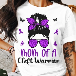 Cleft Craniofacial Awareness Svg Png, Mom of a Cleft Warrior Svg, Purple Ribbon Svg, Cleft Palate Support Sublimation Design