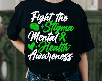 Mental Health Awareness Png, Fight The Stigma Svg, Mental Health Warrior Svg, In May We Wear Green, Green Ribbon, File Sublimation Design