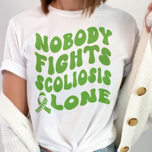 Scoliosis Awareness Svg Png, Nobody Fights Scoliosis Alone Svg, Green Ribbon Svg, Scoliosis Spine Support Svg Sublimation Design