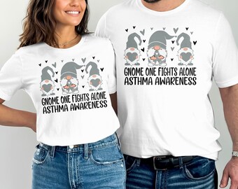 Asthma Awareness Svg Png, Gnome One Fights Alone Svg, Gray Ribbon Svg Cricut Cut File Sublimation